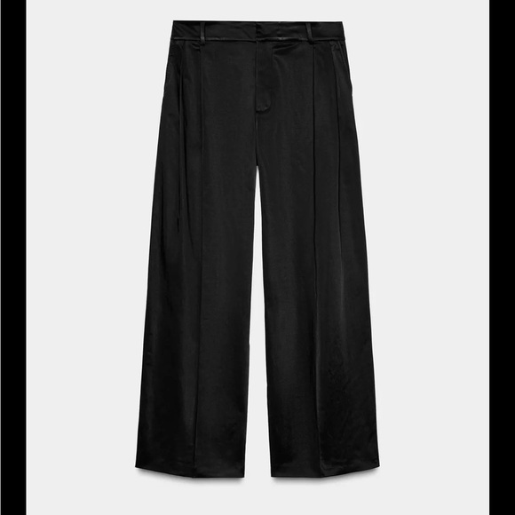 NWT ZARA satin pleated wide leg pants - Large - Picture 3 of 10